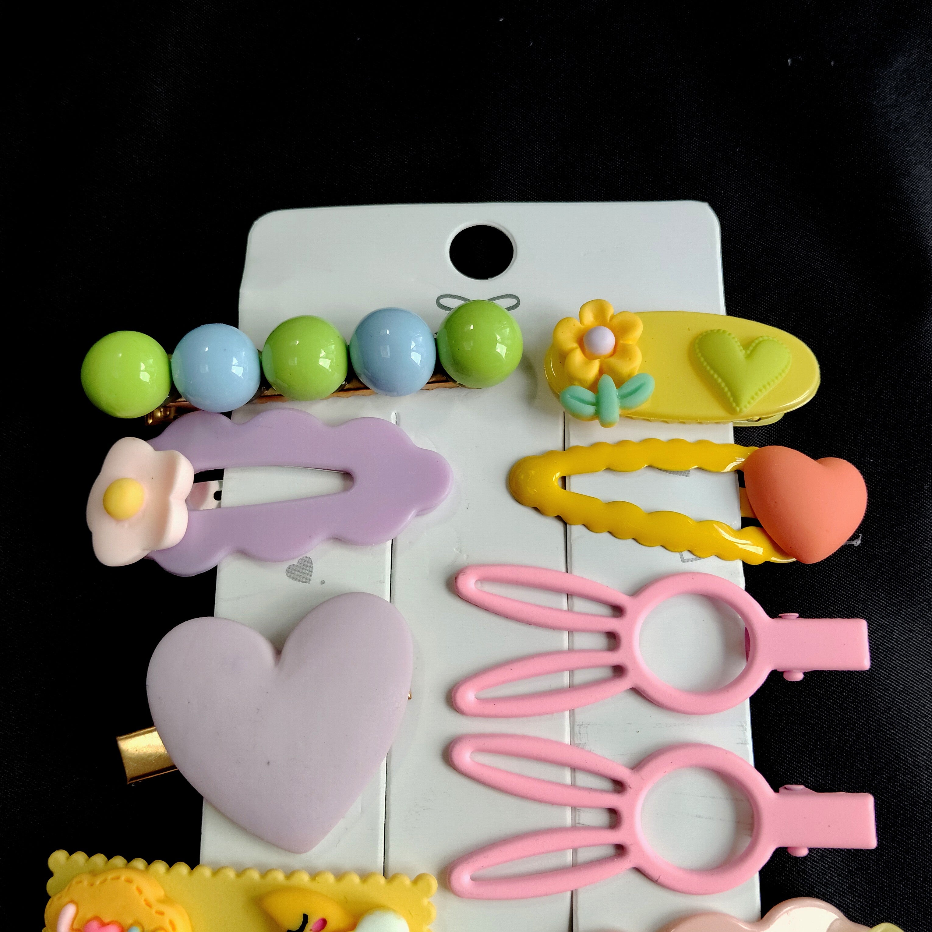 12 PCS Girls Pastel Hair Clip Set | Flower, Heart, Bunny, Beaded Accessories Bundle
