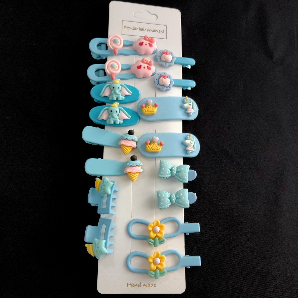 Handmade Kawaii Hair Clips Set, Pastel Cartoon Animal Ice Cream Flower Barrettes