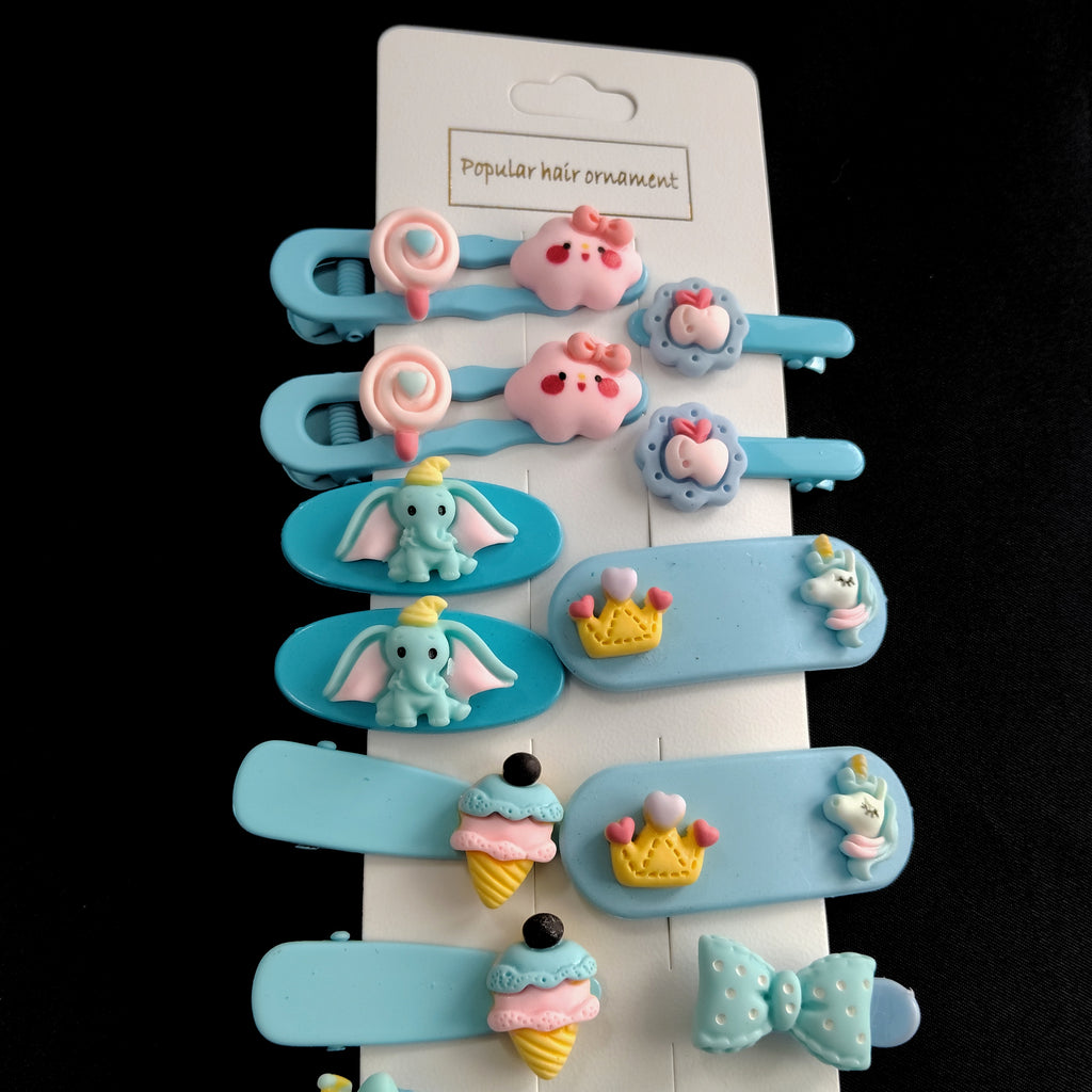 Handmade Kawaii Hair Clips Set, Pastel Cartoon Animal Ice Cream Flower Barrettes