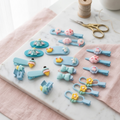 Handmade Kawaii Hair Clips Set, Pastel Cartoon Animal Ice Cream Flower Barrettes