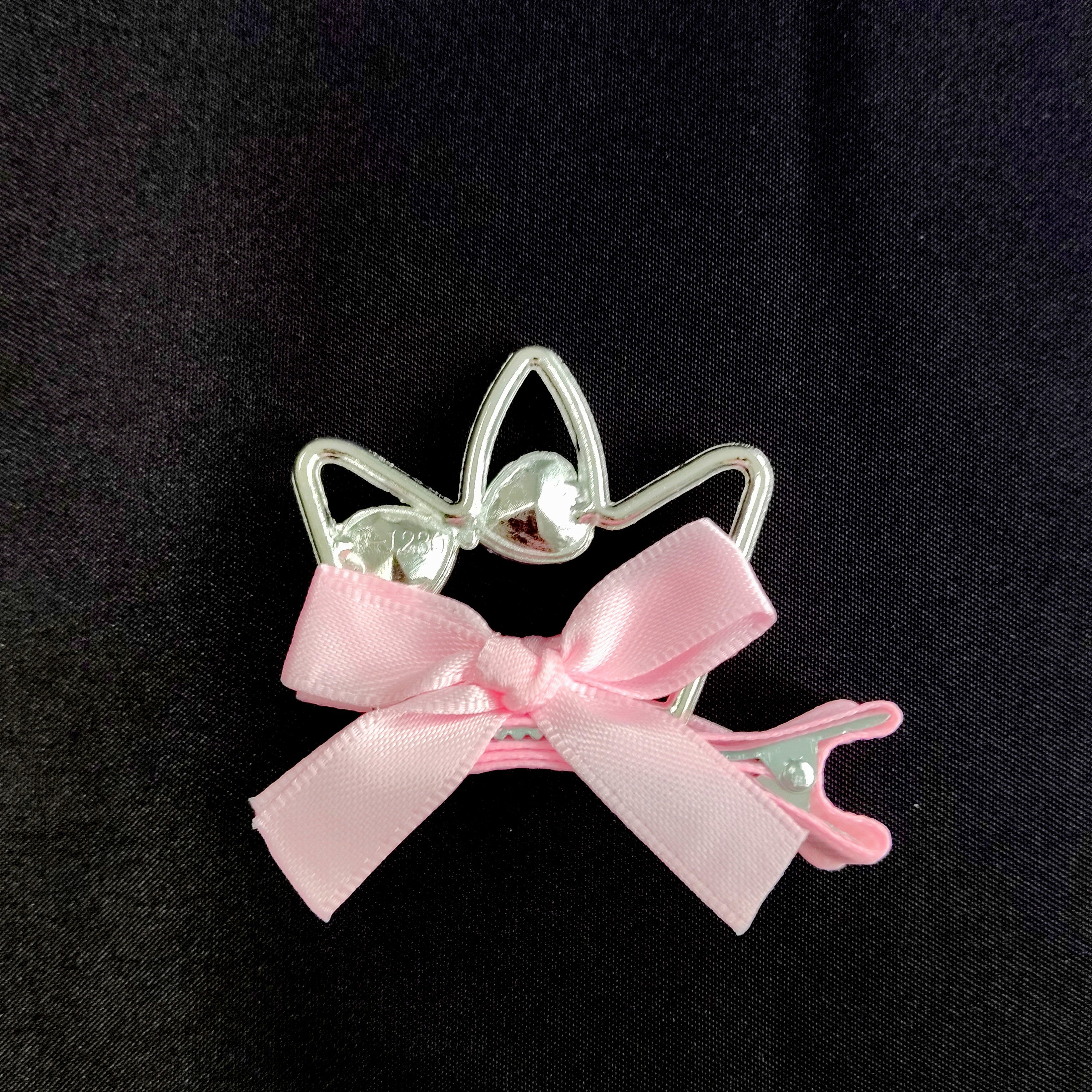Pink Cat Ear Crown Hair Clip – Rhinestone Bow Barrette, Kawaii Princess Accessory