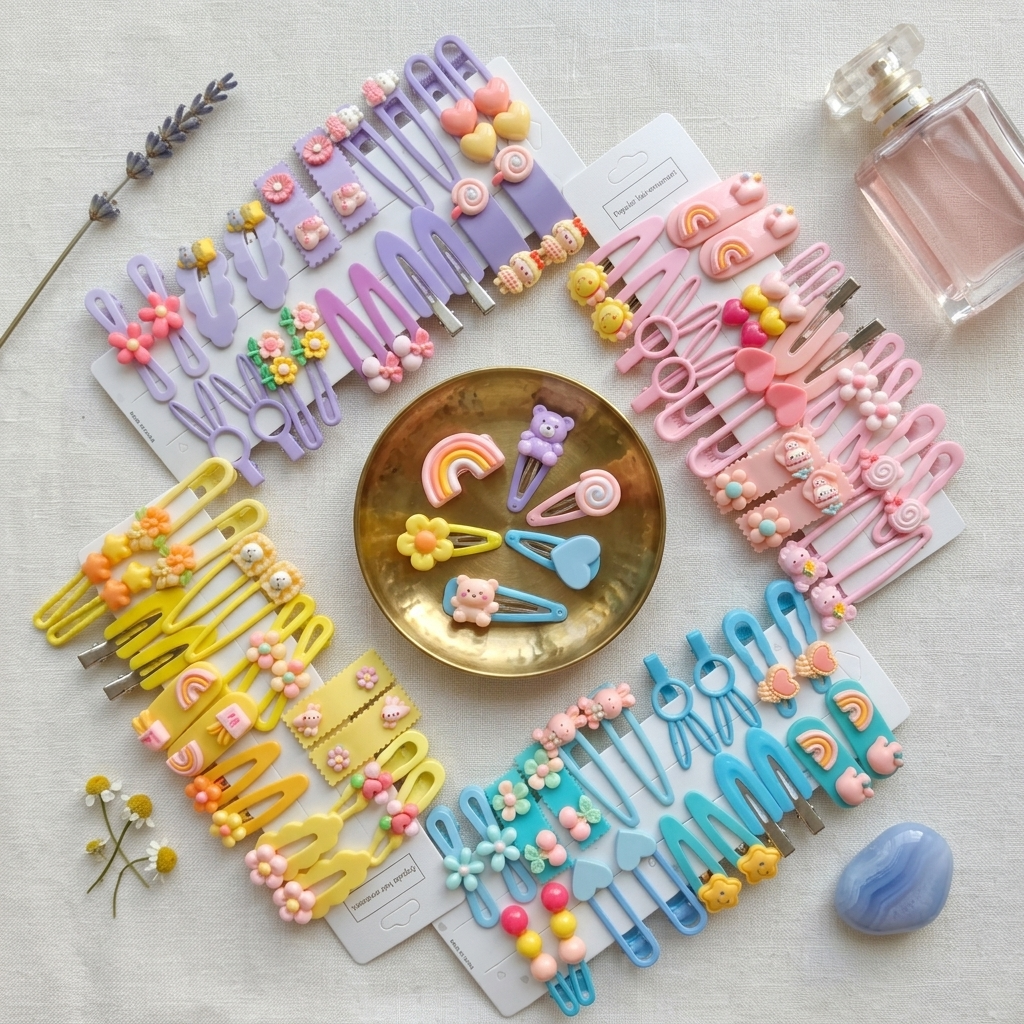 20PCS Cartoon Hair Clips, Colorful Hairpins for Girls, Snap Clips