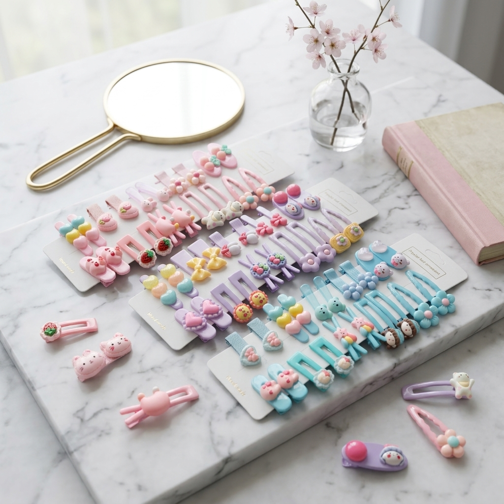20PCS Kawaii Hair Clips, Colorful Hairpins for Girls, Snap Clips