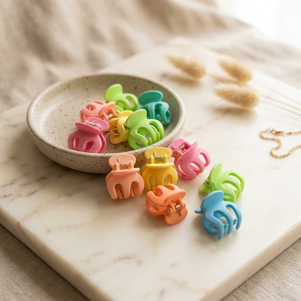 Set of 12 Mini Pastel Hair Claw Clips for Women & Girls | Cute Small Jaw Clips | Colorful Hair Accessories for Thin Hair