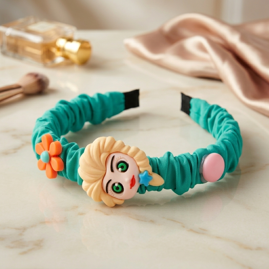 Frozen Character Headband, Playful Green Hair Accessory for Girls