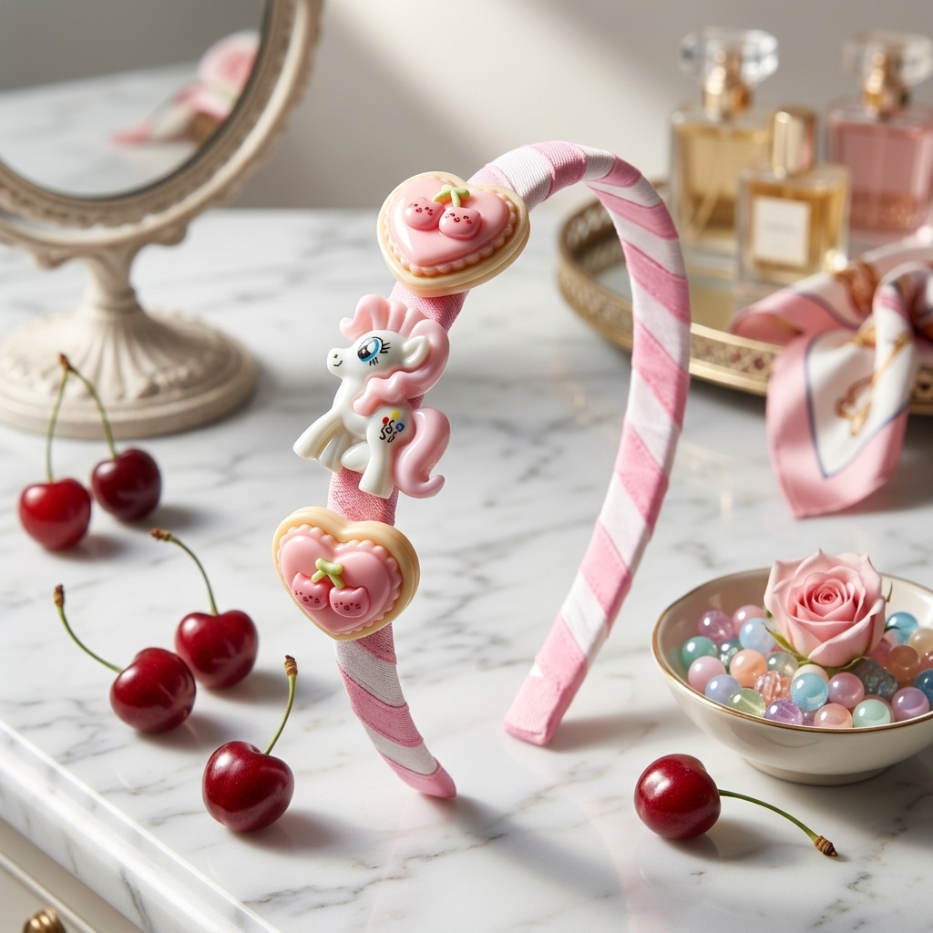 Pink Unicorn Headband with Macaron Charms – Kawaii Hair Accessory for Girls