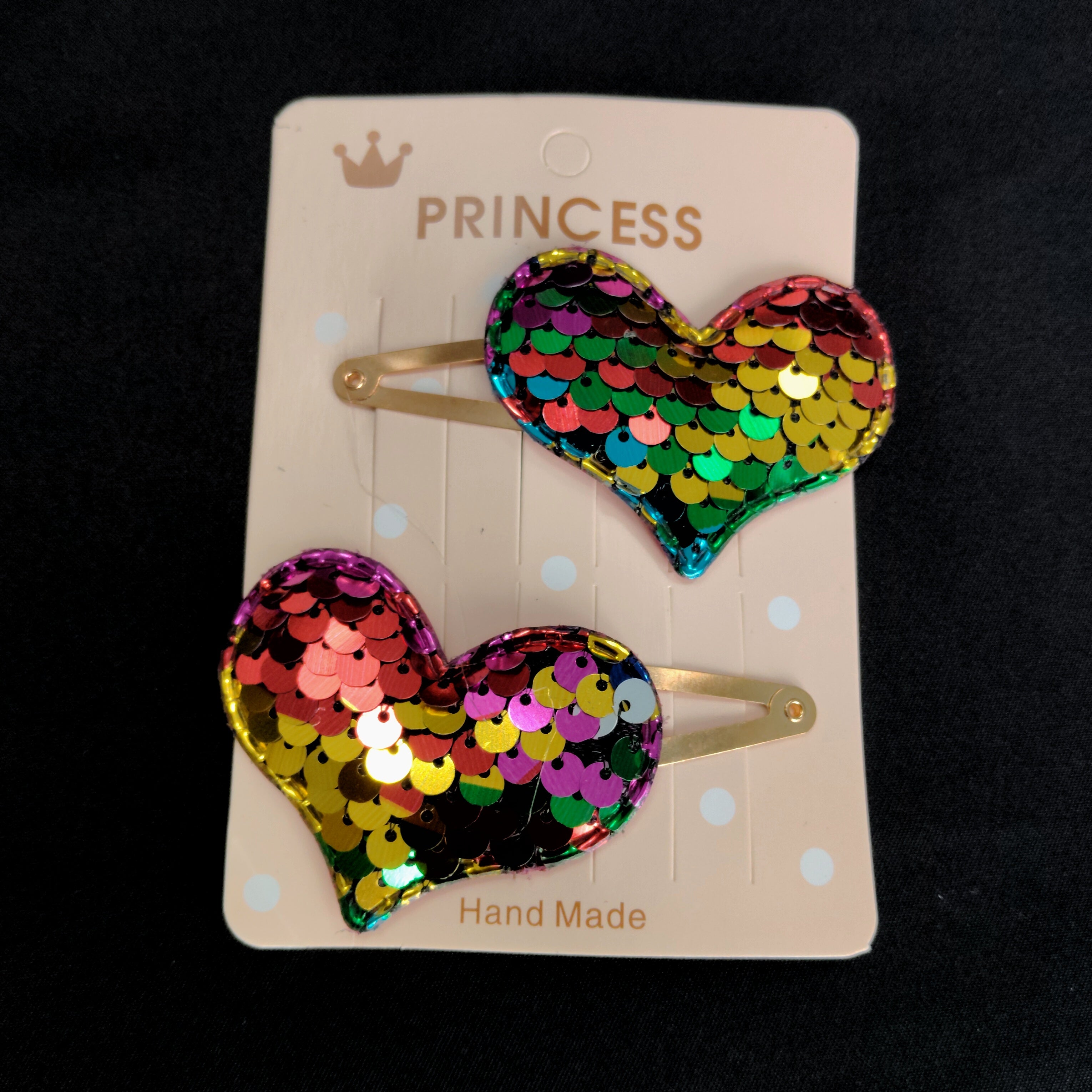 Pink Sequin Heart Hair Clips – Sparkly Princess Snap Accessories for Girls