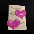 Pink Sequin Heart Hair Clips – Sparkly Princess Snap Accessories for Girls