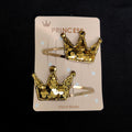 Sequin Crown Hair Clips – Gold, Silver, Rainbow Glitter Princess Snap Accessories