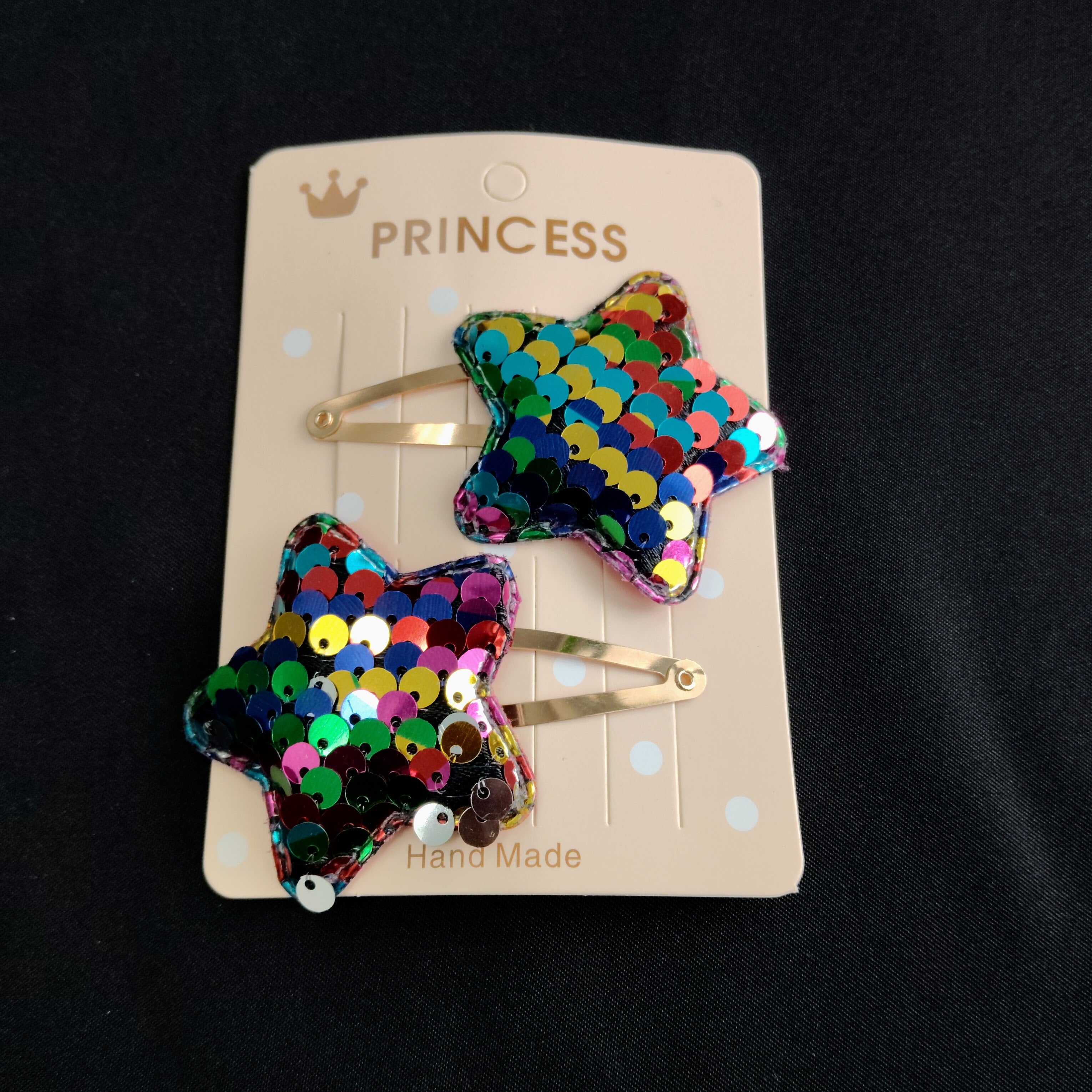 Sparkly Sequin Star Hair Clips for Girls – Handmade Princess Hair Accessories