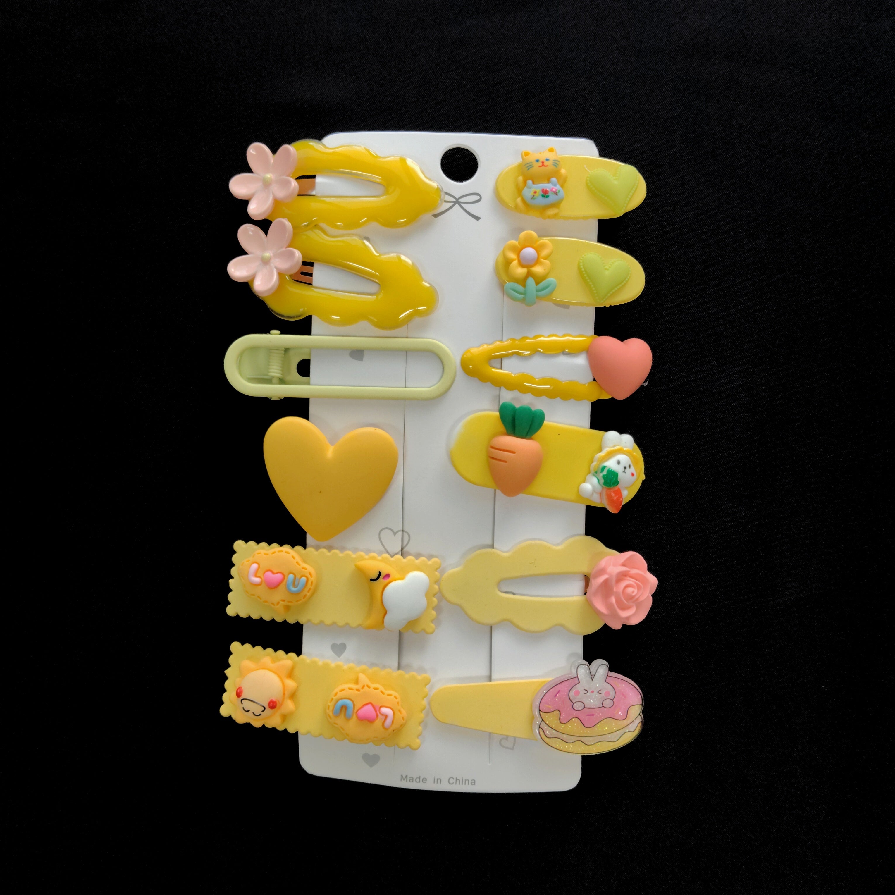 12PCS Pastel Kawaii Hair Clips, Metal Snap Barrettes with Charms, Girls Accessories