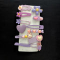 12PCS Pastel Kawaii Hair Clips, Metal Snap Barrettes with Charms, Girls Accessories