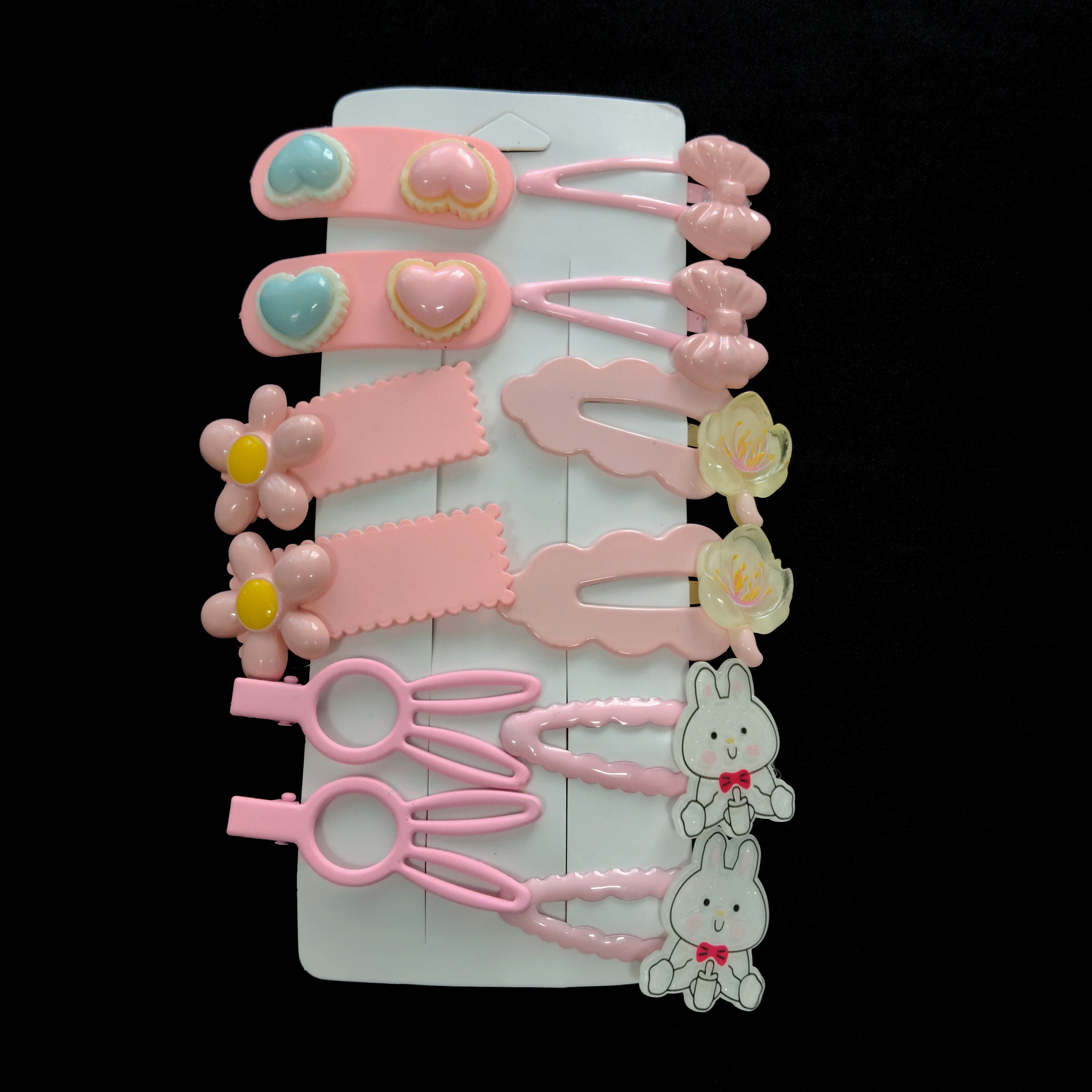 12PCS Pastel Kawaii Hair Clips, Metal Snap Barrettes with Charms, Girls Accessories