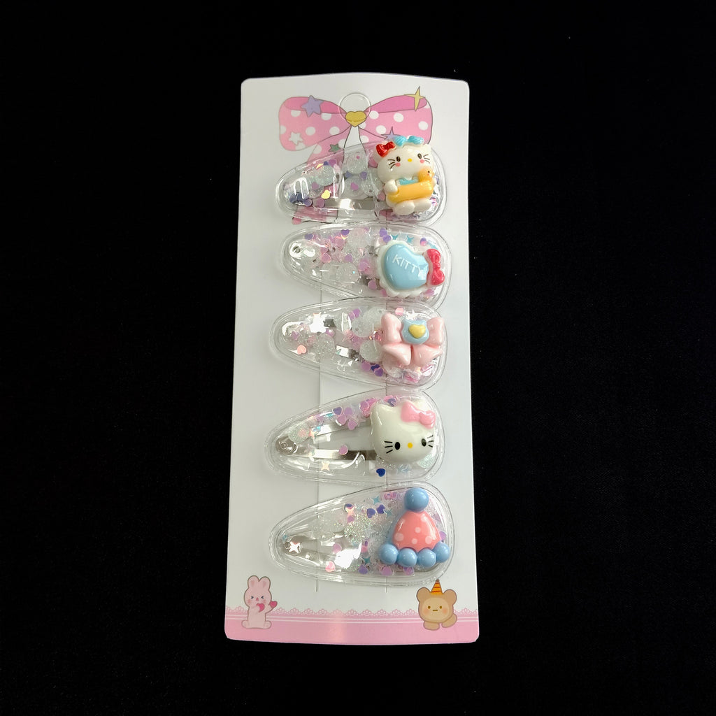 Glitter Kitty Hair Clips Set – Kawaii Cartoon Accessories for Kids, Teens