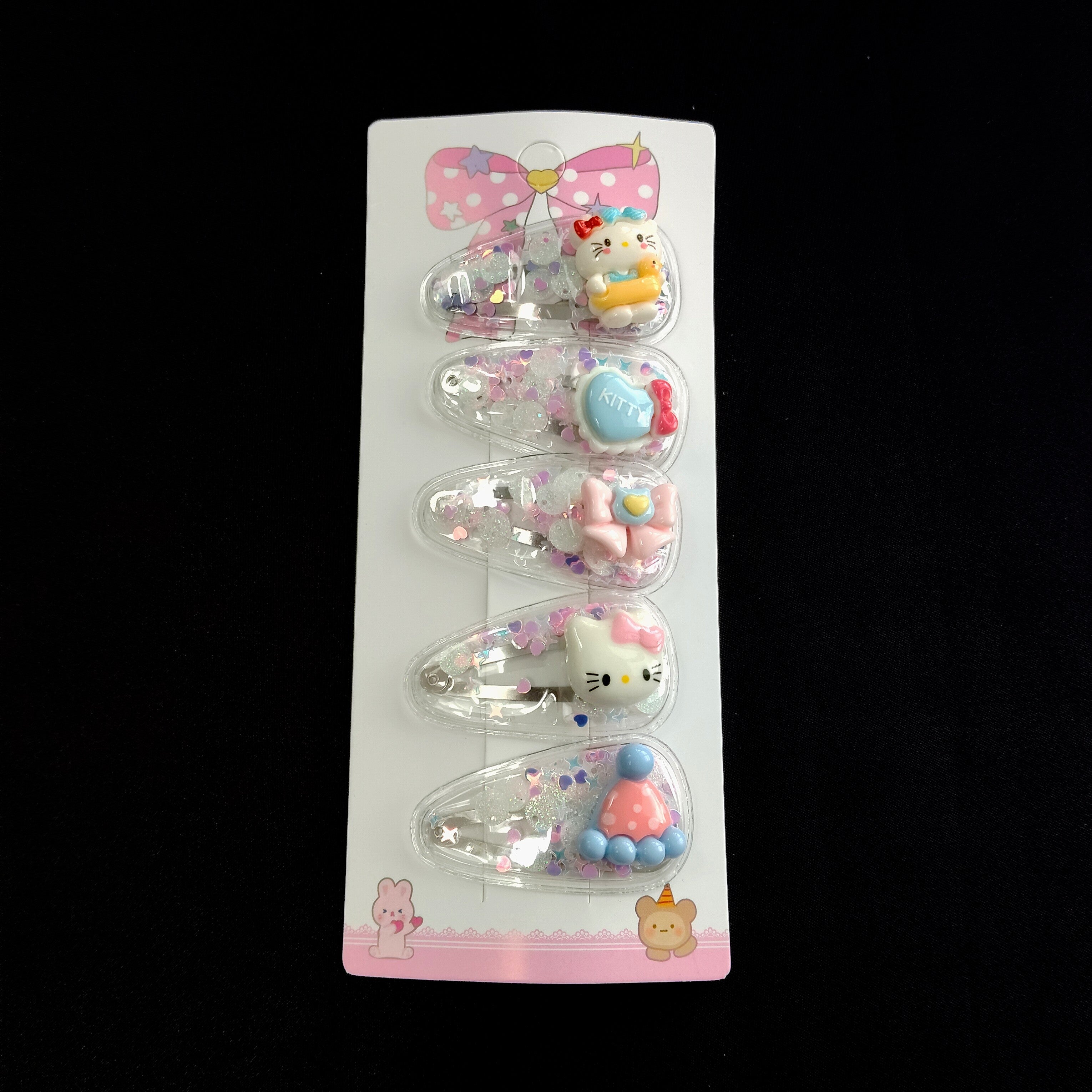 Glitter Kitty Hair Clips Set – Kawaii Cartoon Accessories for Kids, Teens