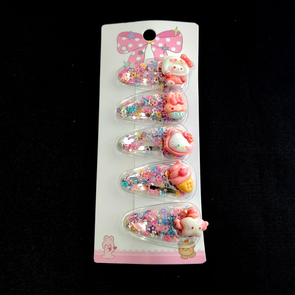 Kawaii Glitter Hair Clips – Pastel Star Shaker Snap Clips for Girls