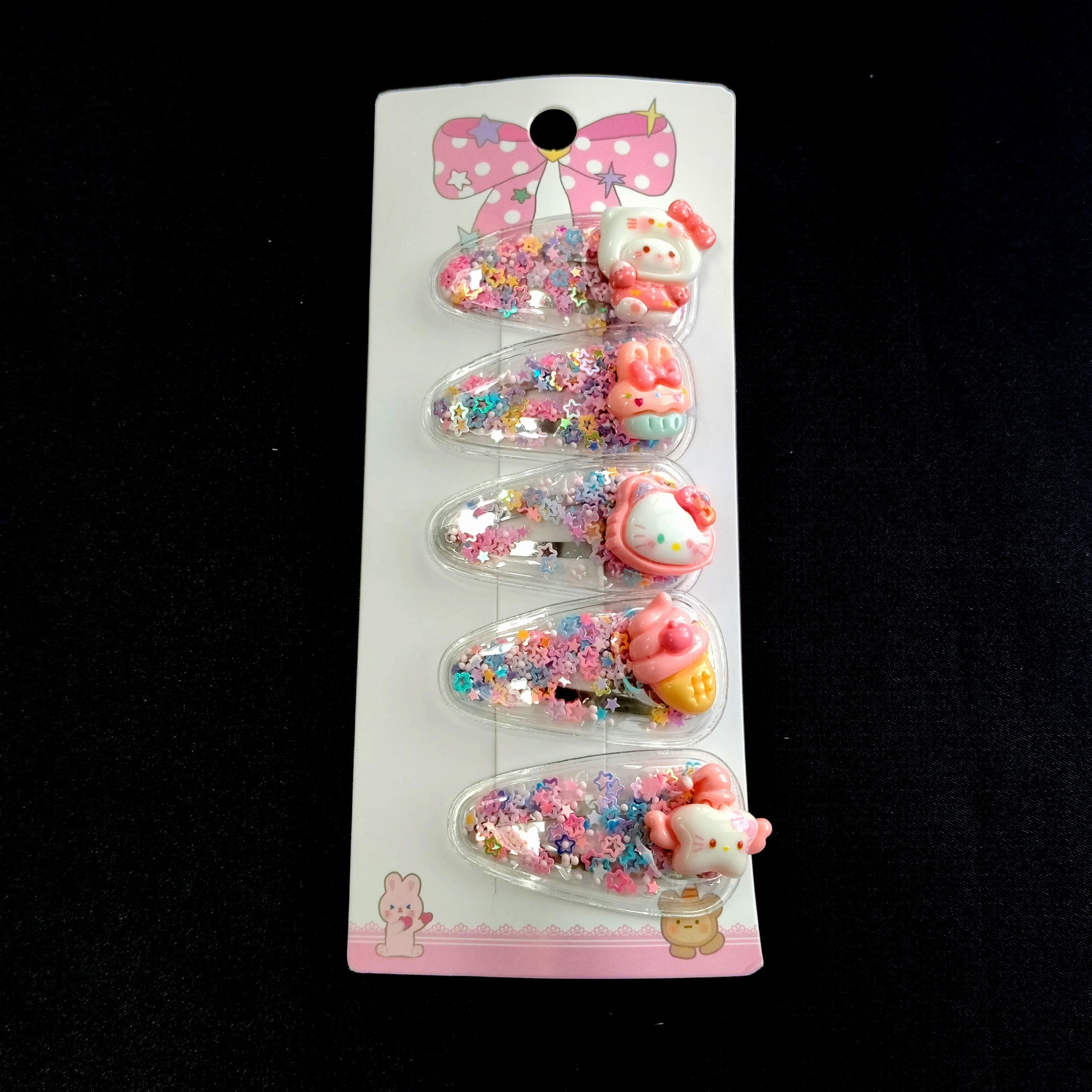 Kawaii Glitter Hair Clips – Pastel Star Shaker Snap Clips for Girls