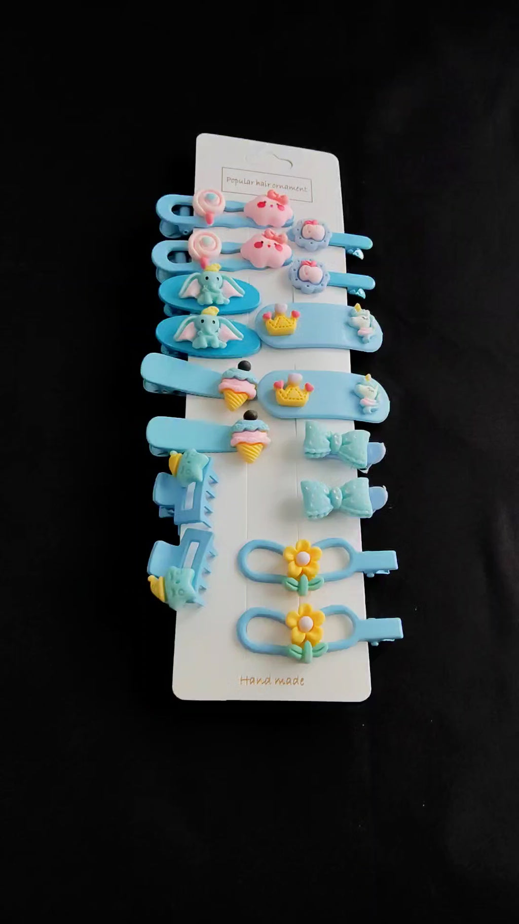 Handmade Kawaii Hair Clips Set, Pastel Cartoon Animal Ice Cream Flower Barrettes