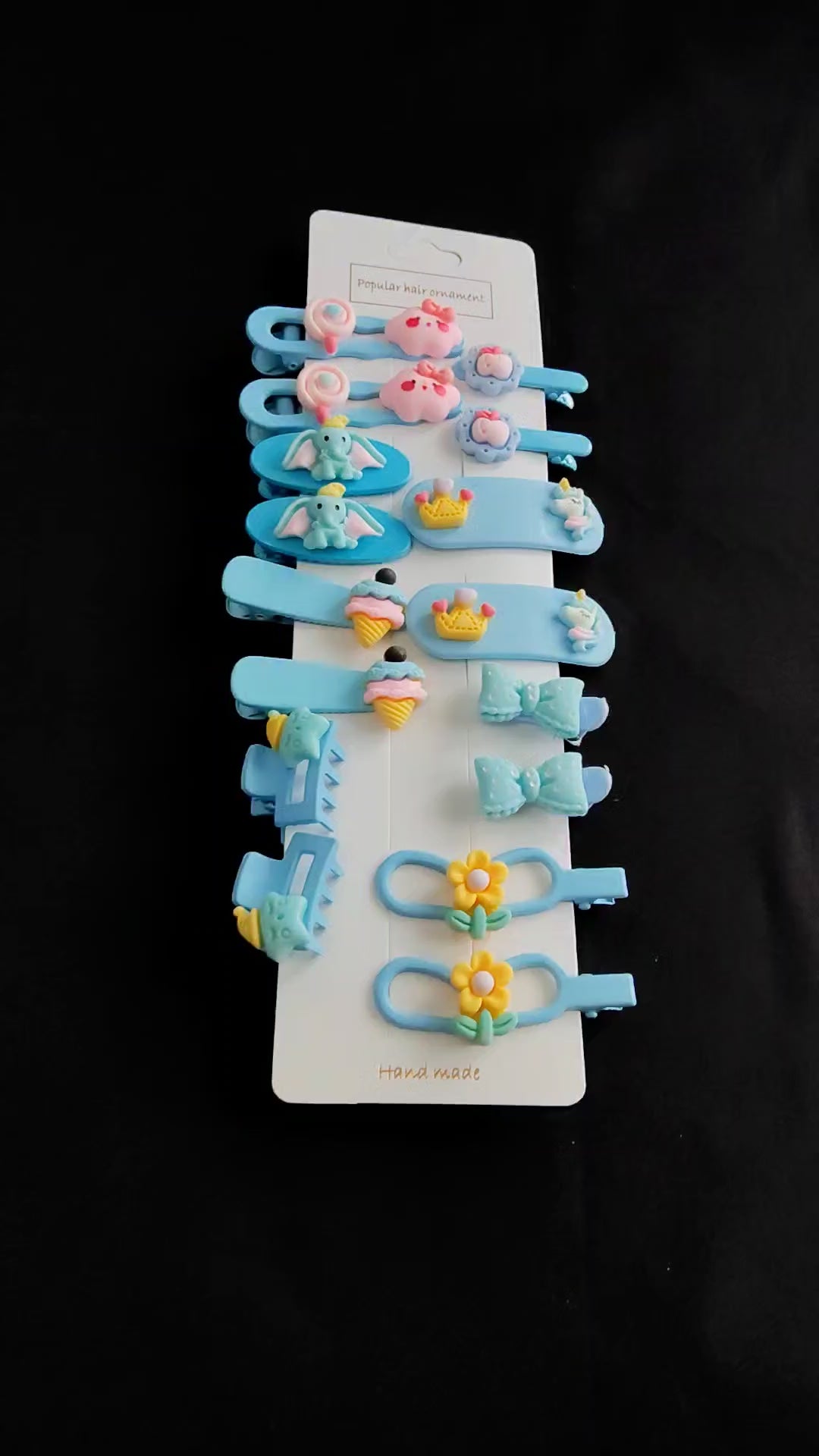 Handmade Kawaii Hair Clips Set, Pastel Cartoon Animal Ice Cream Flower Barrettes