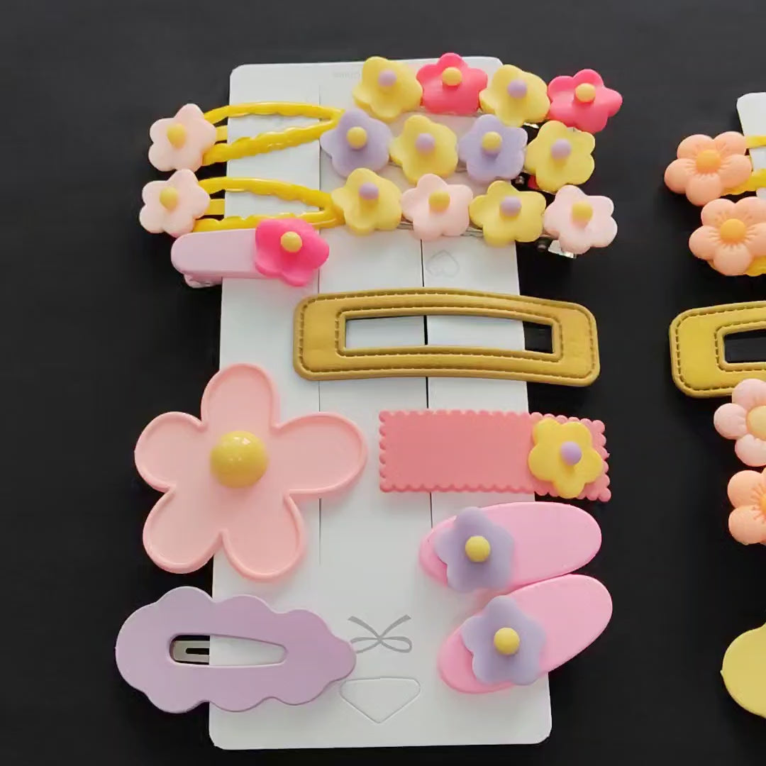 12 PCS Colorful Flower Hair Clips Set – Pastel Barrettes for Kids & Adults, Girls Accessories