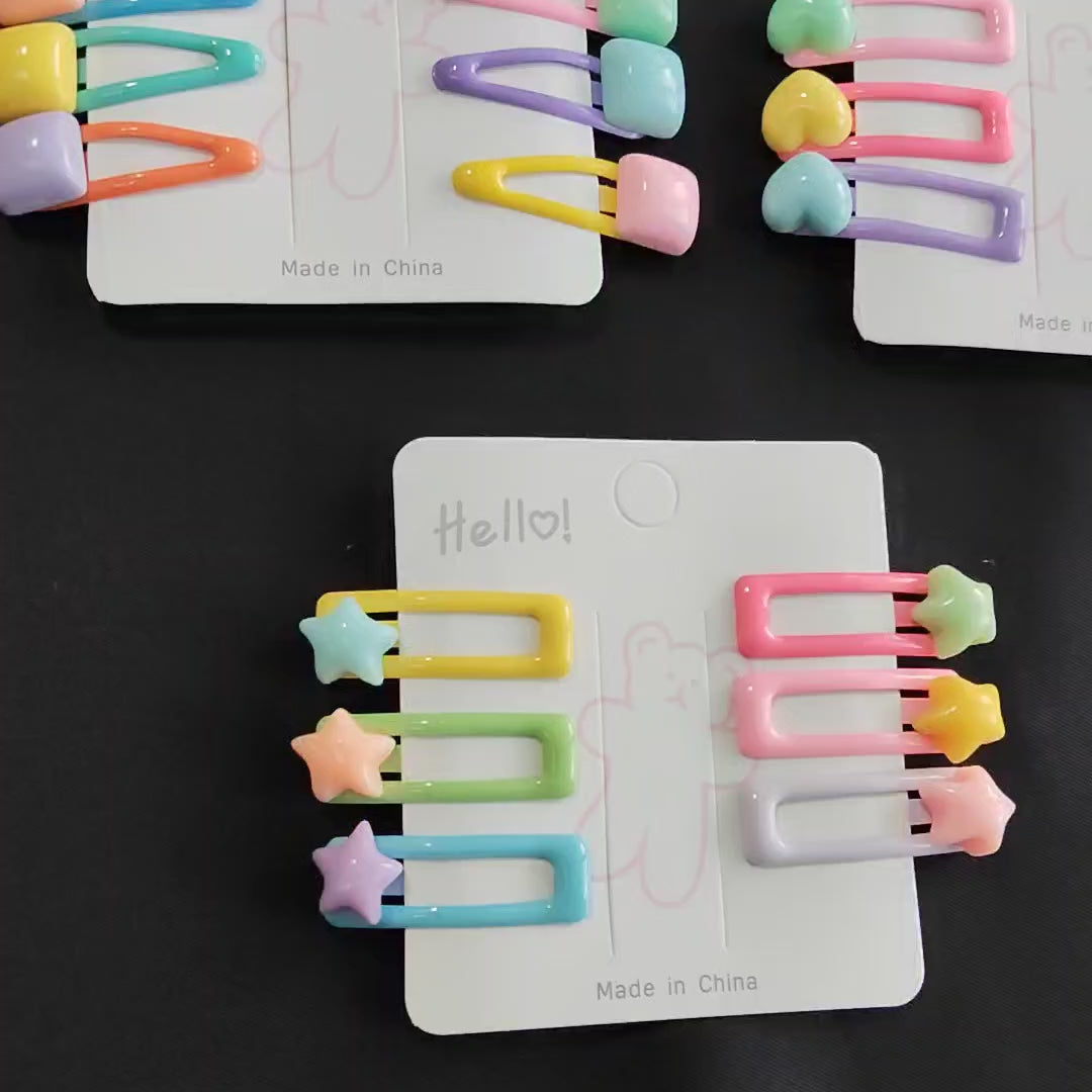 Cute Colorful Hair Clips Set for Girls – Pastel Star, Heart & Candy Snap Hair Pins, Kids Hair Accessories Pack
