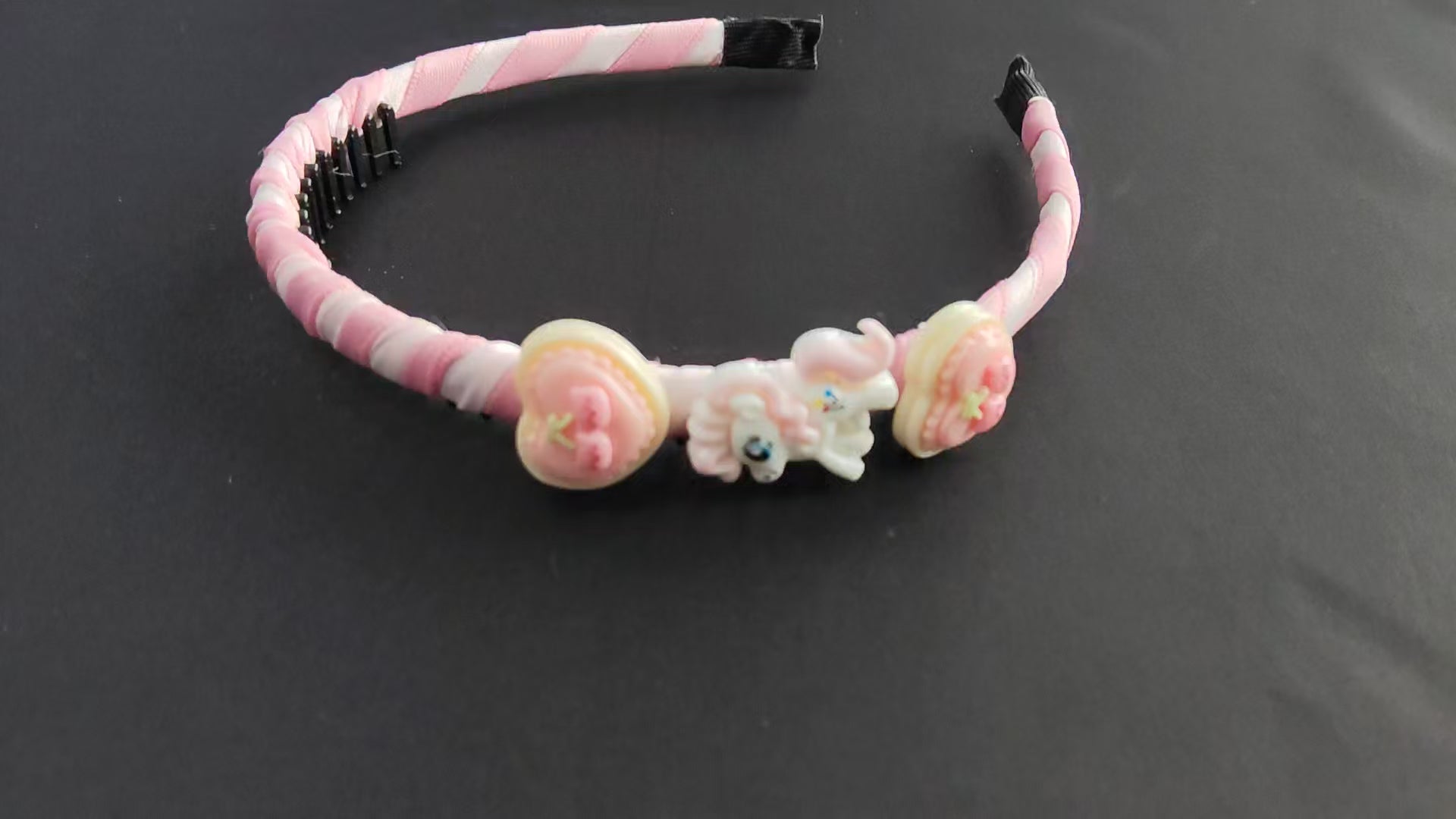Pink Unicorn Headband with Macaron Charms – Kawaii Hair Accessory for Girls